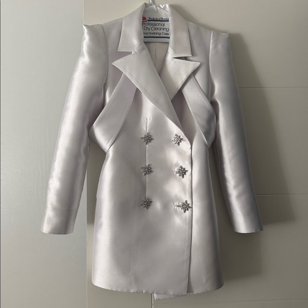 Aliette shoulder strap blazer mini dress - White